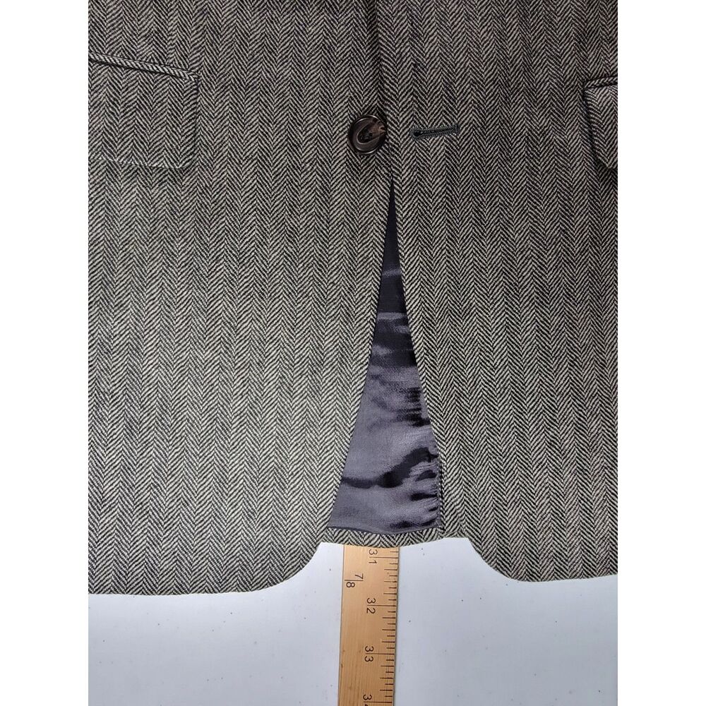 Lauren Ralph Lauren 100% Lambs Wool Grey Herringbone Blazer Suit Jacket - 38R - Picture 7 of 9